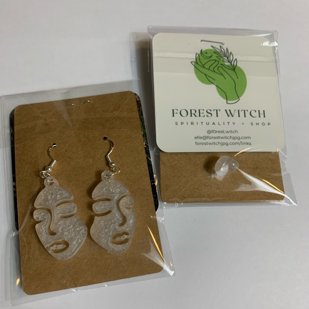 Woman (Smokey White) Minimalist Earrings, Feminist Earrings, Lesbian/bisexual - Picture 2 of 2